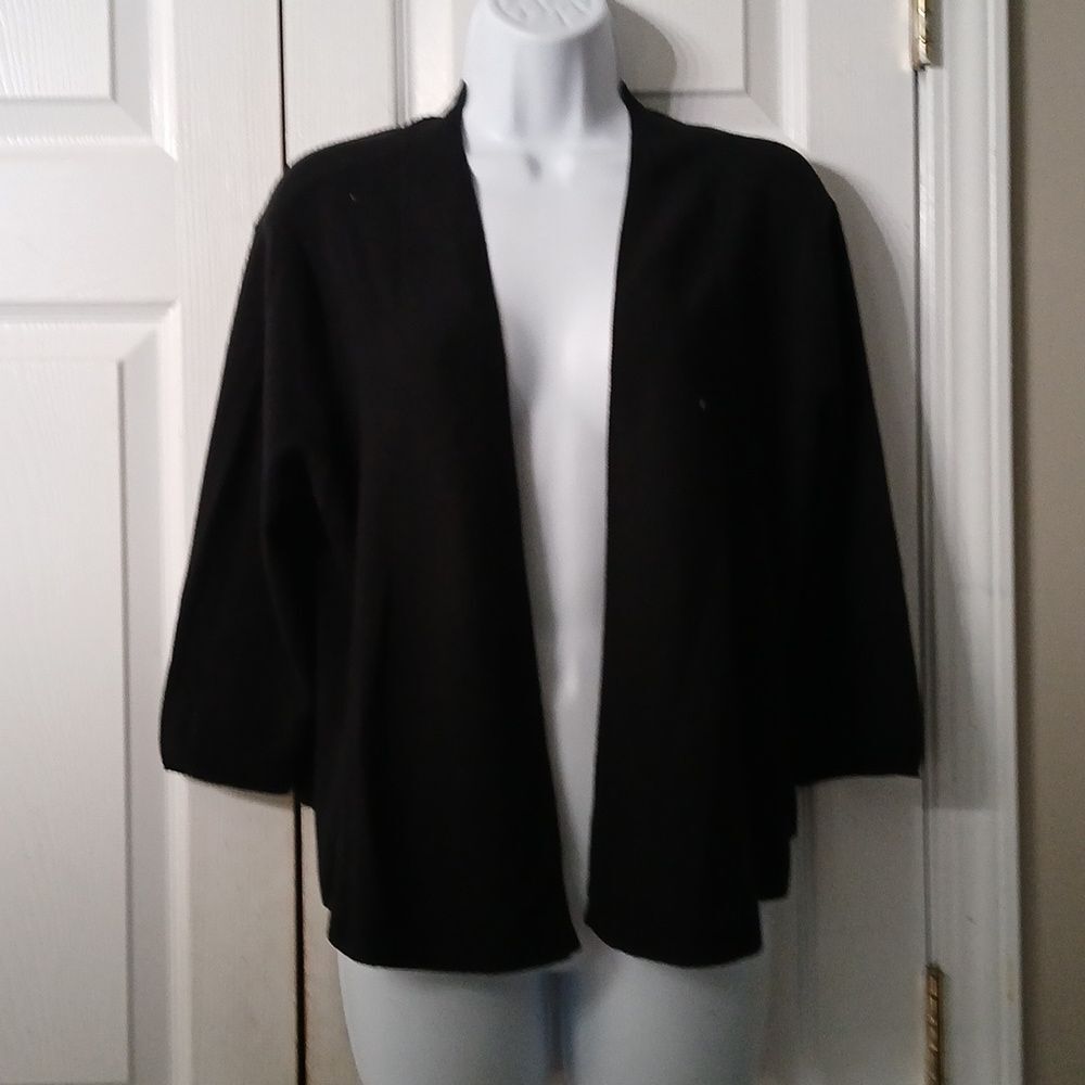 J.Jill black lightweight open front cardigan Sz L EUC